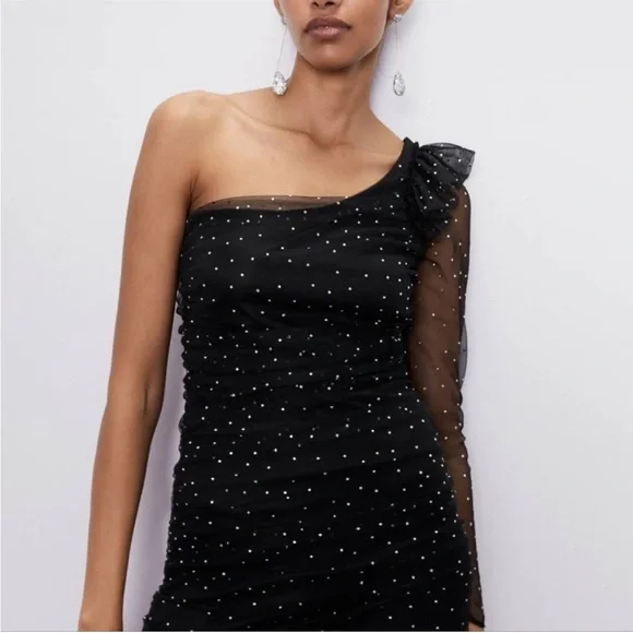 Zara One Shoulder Gemstone Dress - Picture 7 of 8
